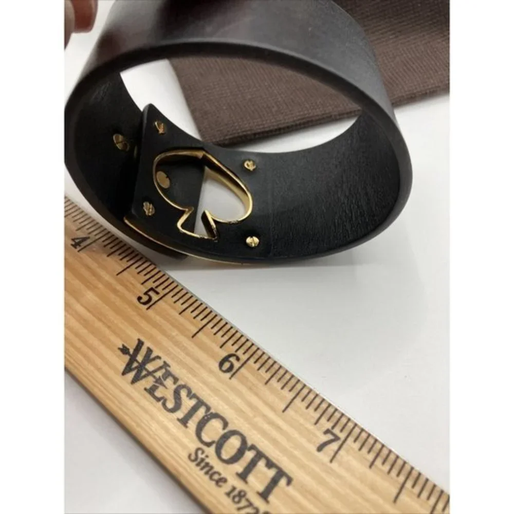 Kate Spade Logo Twist‎ Lock Heart Leather Bracelet Brown Gold gift bag 8